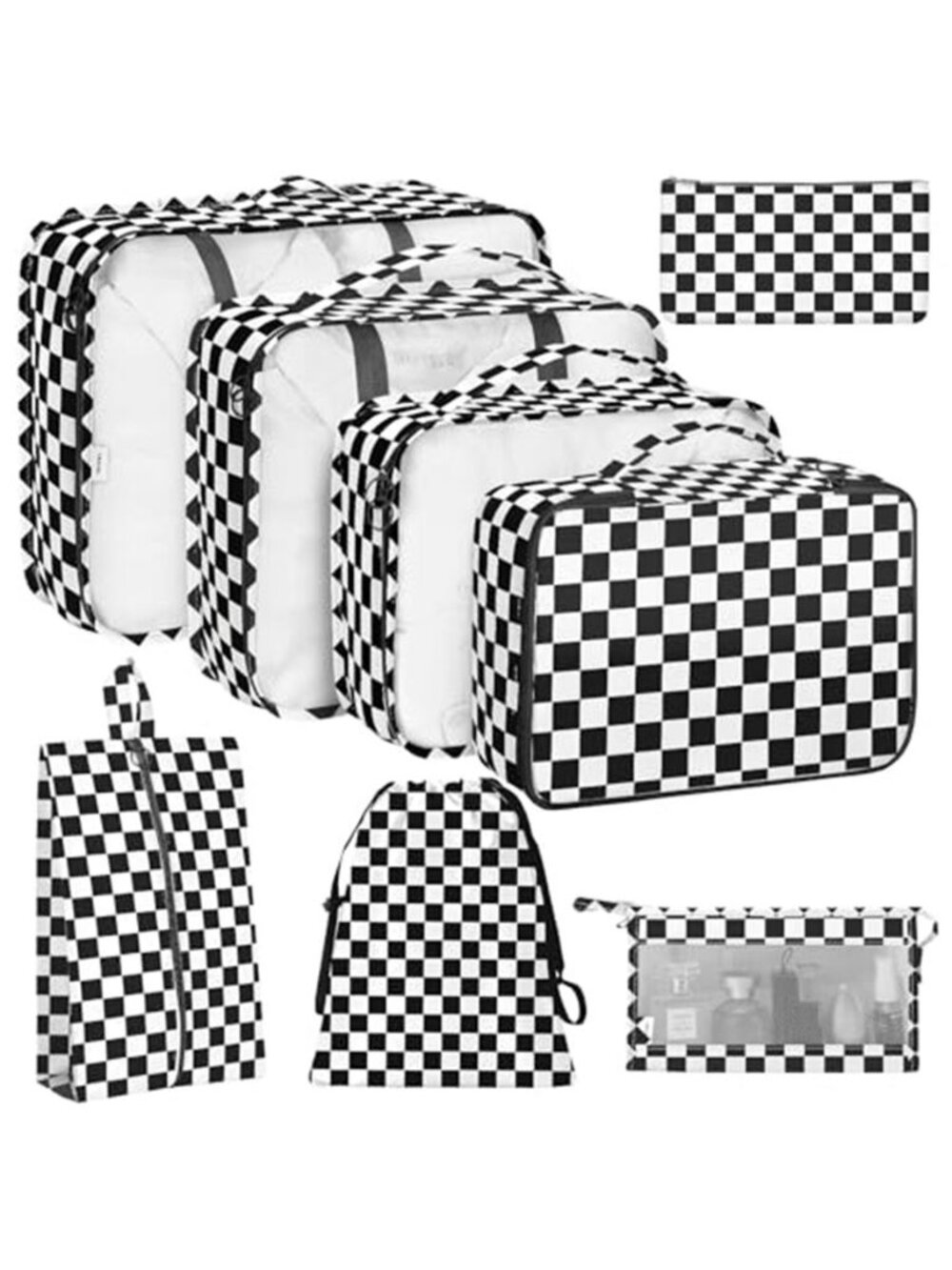8 Set Packing Cubes Travel Organizer Luggage Suitcase Toiletry Shoe Bag Black